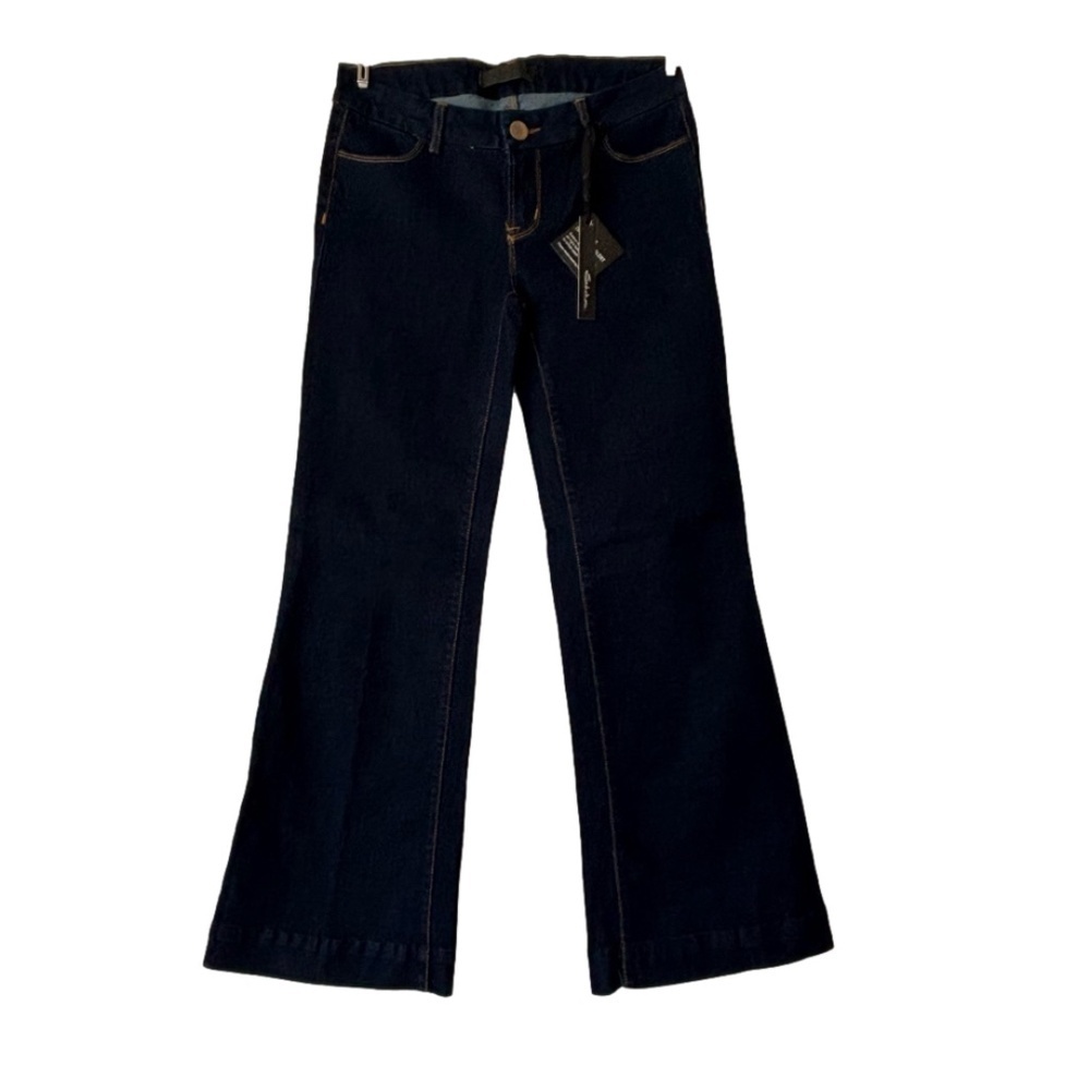 New old stock vintage Y2K Seductions dark wash wide leg jeans size 7 32" inseam